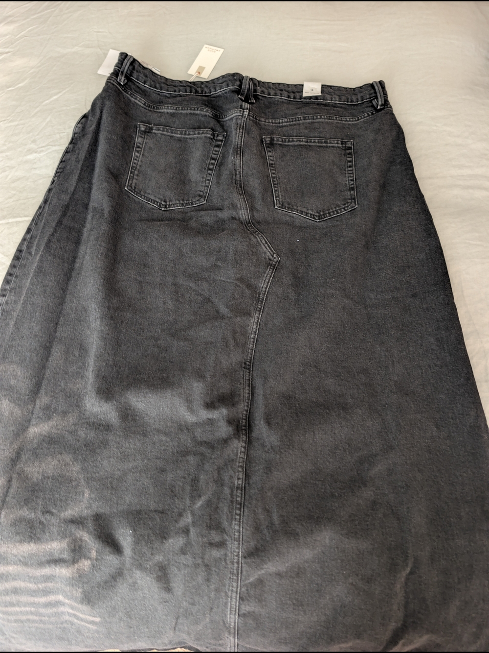 ​NWT Good American Good Ease Denim Maxi Skirt Black Slit Size 16 - Picture 9 of 9